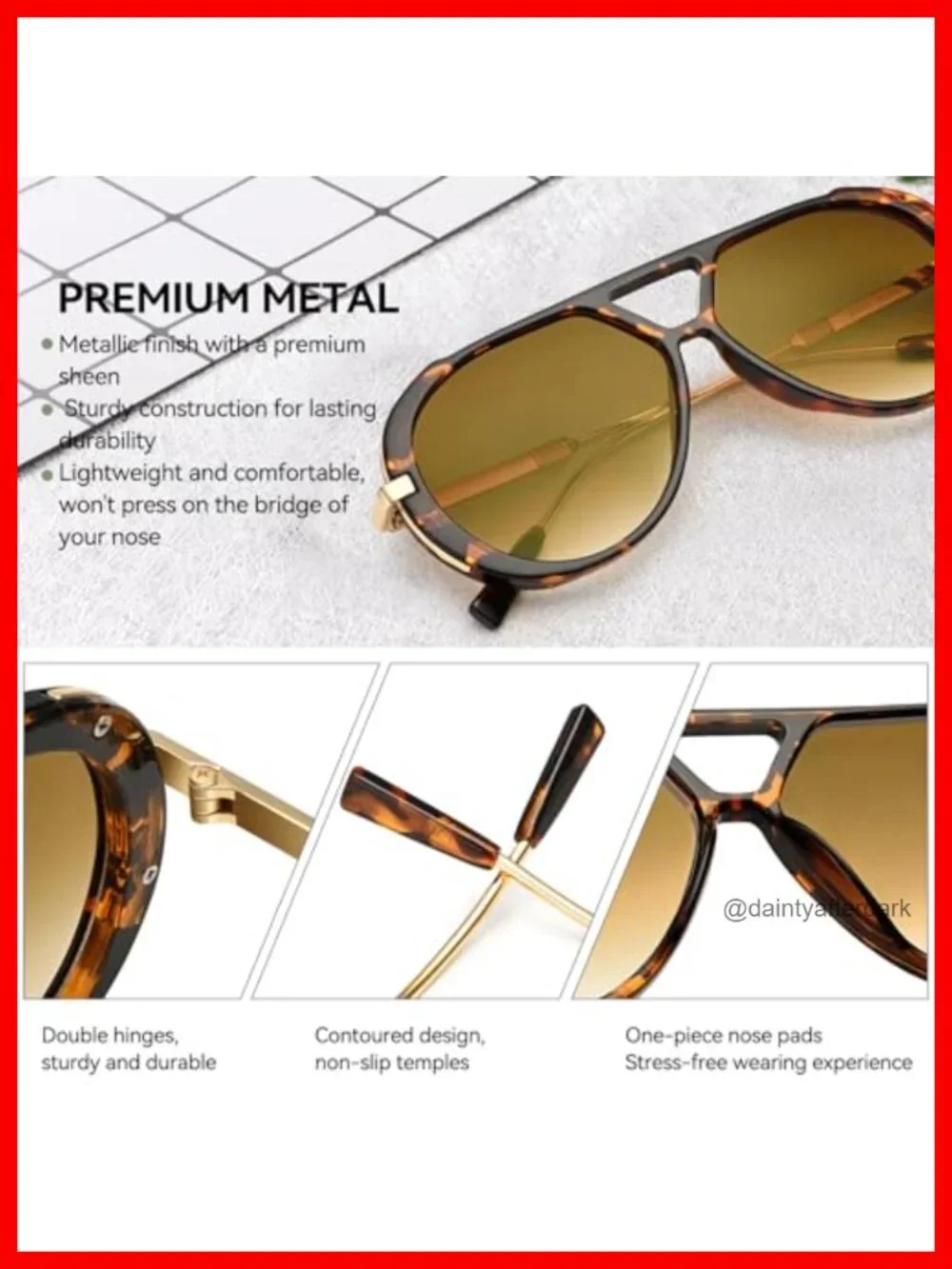Oversized Aviator Sunglasses Retro Vintage UV400 Protection Women Men